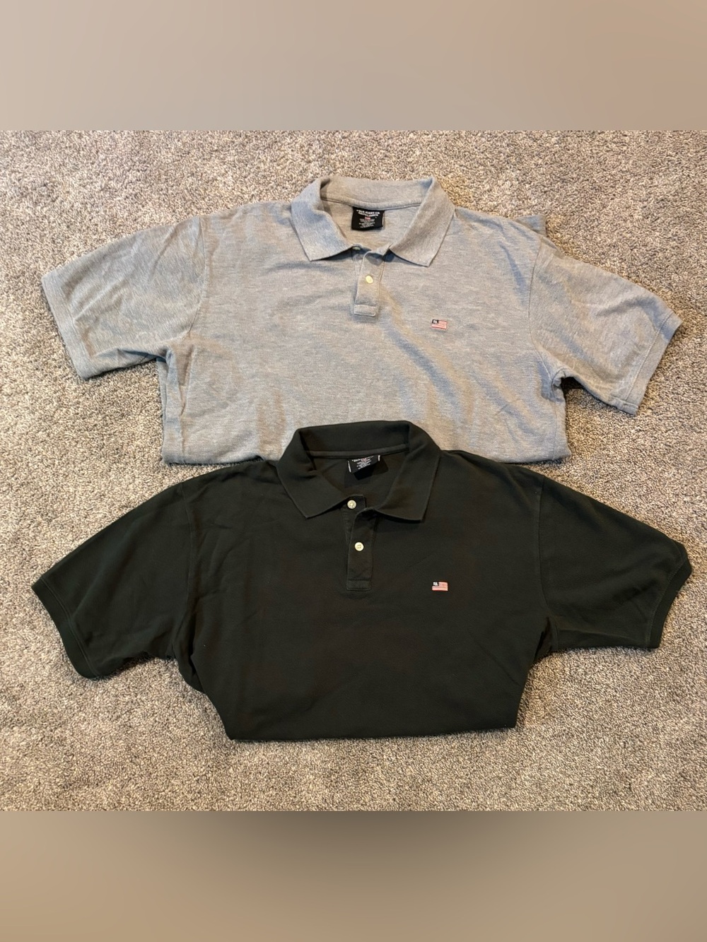 Polo Jeans Co Ralph Lauren Polo Shirt Mens L Gray Green Classic Cotton Set of 2